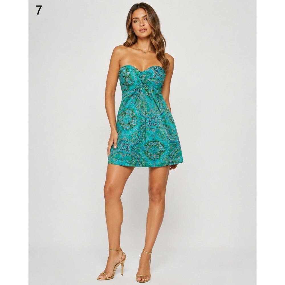 J. Crew Strapless Dress Womens 2 Green‎ Silk Lined Side Zip